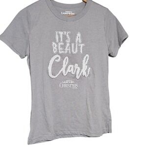 Gray Graphic Tee National Lampoon Christmas It's A Beaut Clark Sequin Size S NWT